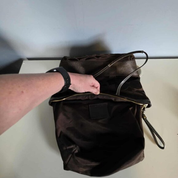 EUC Coach Signature Stripe Brown Sateen Canvas Tote - Picture 4 of 11